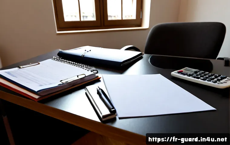 경비지도사 시험과 관련된 자주 묻는 질문 - Photorealistic French security certification exam preparation scene, confident adult candidate seate...